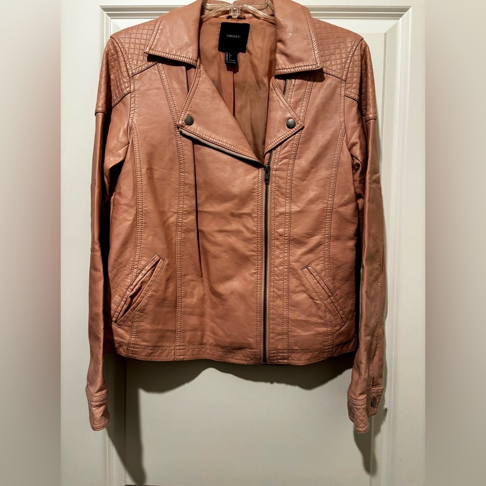 Forever 21 Pale Pink Leather Jacket, Size L